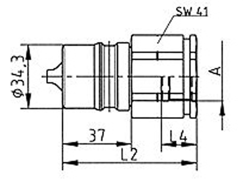 Nippel für Kugelkupplung HP20, Außengewinde M26x1,5 verlängert N, Lichtserie, 250bar, 